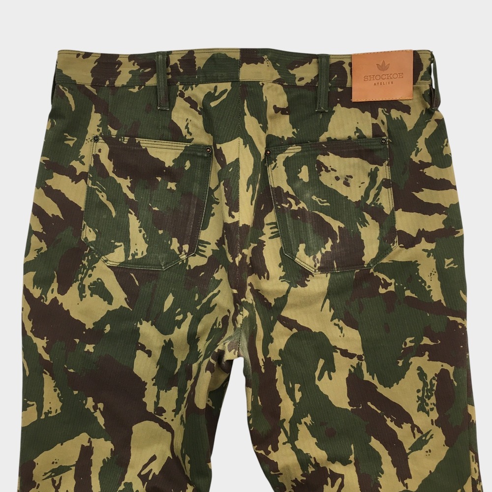 Shockoe Atelier Mens 34‎ Herringbone Twill Pants Made in USA Brushstroke Camo